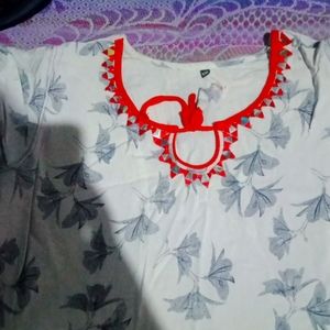 Cotton top XL white and red